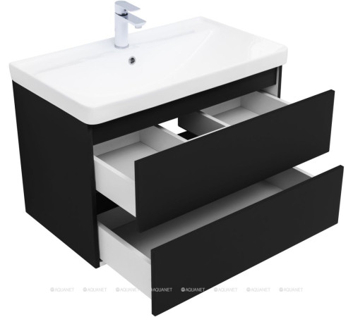 Тумба под раковину Aquanet Вега 2.0 80 2 ящика черный 00337955