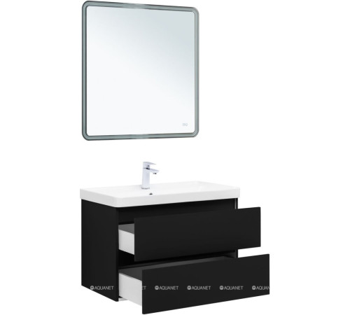 Тумба под раковину Aquanet Вега 2.0 80 2 ящика черный 00337955