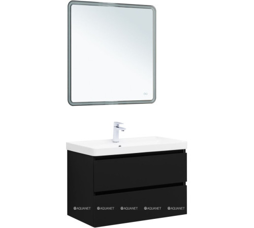 Тумба под раковину Aquanet Вега 2.0 80 2 ящика черный 00337955