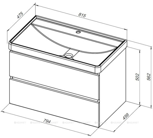 Тумба под раковину Aquanet Вега 2.0 80 2 ящика черный 00337955