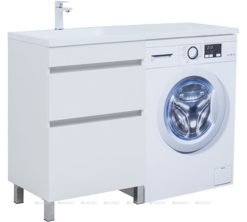 Тумба под раковину Aquanet Вега 58 напольная 2 ящика белый глянец 00329124