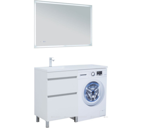 Тумба под раковину Aquanet Вега 58 напольная 2 ящика белый глянец 00329124