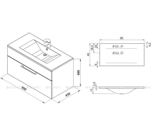 Тумба под раковину De Aqua Кубика 90 белая 167034