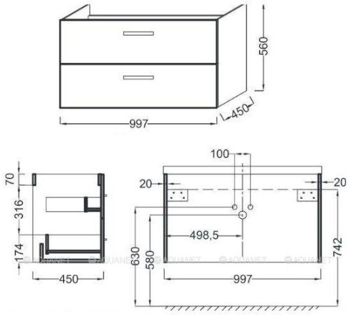 Тумба под раковину Jacob Delafon Ola 100 см темное дерево EB392RU-NR