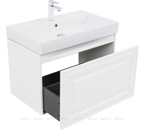 Тумба с раковиной Aquanet Агата 75 1 ящик белый сатин 00348186
