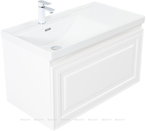 Тумба с раковиной Aquanet Агата 90 R 1 ящик белый сатин 00365936
