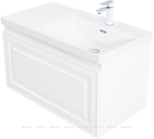 Тумба с раковиной Aquanet Агата 90 R 1 ящик белый сатин 00365936
