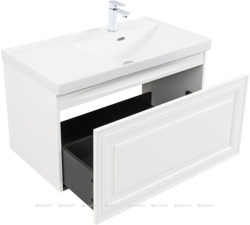 Тумба с раковиной Aquanet Агата 90 R 1 ящик белый сатин 00365936