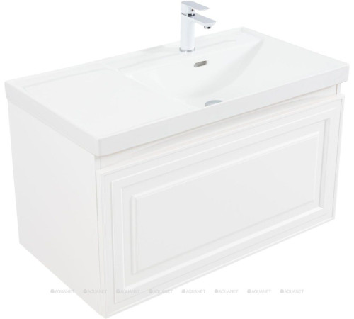 Тумба с раковиной Aquanet Агата 90 R 1 ящик белый сатин 00365936