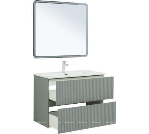 Тумба с раковиной Aquanet Джейн 90 мисти грин раковина Фортуна 00332518
