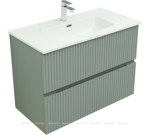 Тумба с раковиной Aquanet Джейн 90 мисти грин раковина Фортуна 00332518