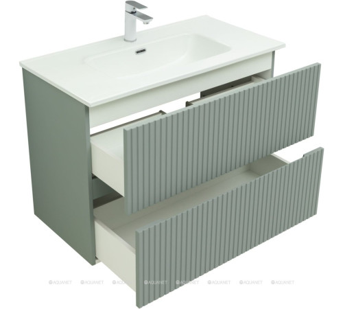Тумба с раковиной Aquanet Джейн 90 мисти грин раковина Фортуна 00332518