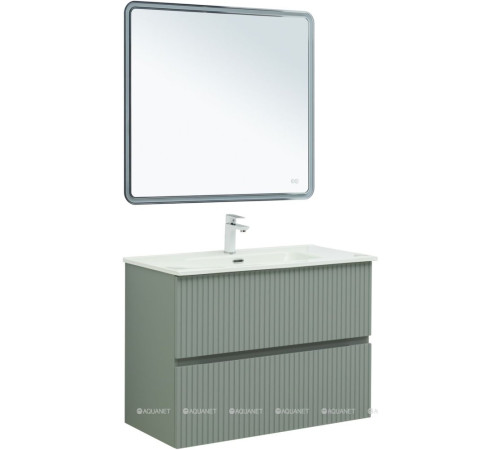 Тумба с раковиной Aquanet Джейн 90 мисти грин раковина Фортуна 00332518