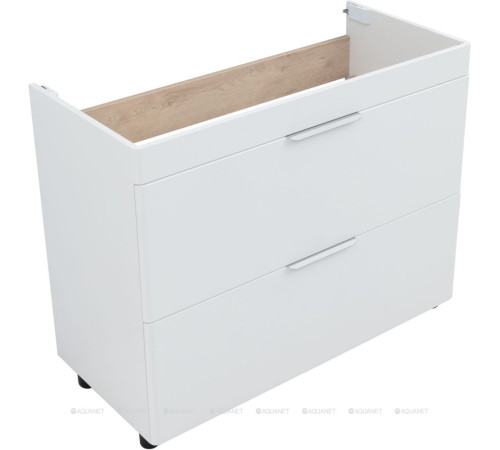 Тумба с раковиной Aquanet Ирис new 100 напольная 2 ящика белый глянец 00342096