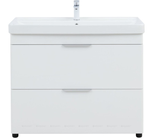 Тумба с раковиной Aquanet Ирис new 100 напольная 2 ящика белый глянец 00342096