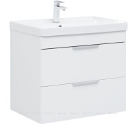 Тумба с раковиной Aquanet Ирис new 70 подвесная 2 ящика белый глянец 00312428