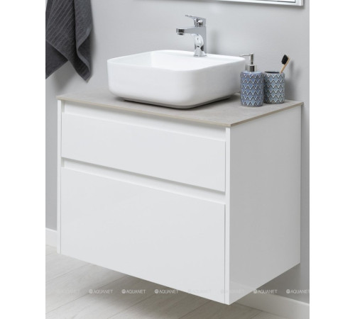Тумба с раковиной Aquanet Nova Lite 75 2 ящика белый глянец 00245244