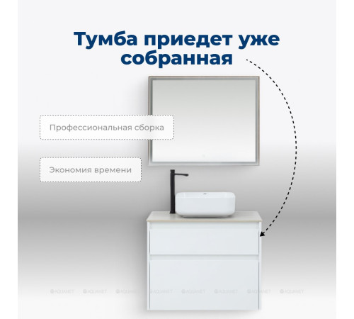 Тумба с раковиной Aquanet Nova Lite 75 2 ящика белый глянец 00245244