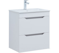Тумба с раковиной Aquanet Практика 60 2 ящика белый глянец 00354886