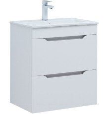 Тумба с раковиной Aquanet Практика 60 2 ящика белый глянец 00354886