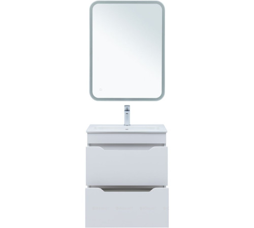 Тумба с раковиной Aquanet Практика 60 2 ящика белый глянец 00354886