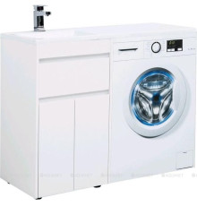 Тумба с раковиной Aquanet Токио 110 L напольная 1 ящик 2 фасада белый глянец 00239204