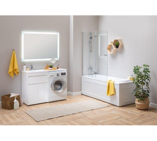 Тумба с раковиной Aquanet Токио 120 L напольная 1 ящик 2 фасада белый глянец 00239211