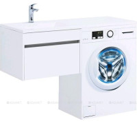 Тумба с раковиной Aquanet Токио 120 L подвесная 1 ящик белый глянец 00239212