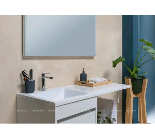 Тумба с раковиной Aquanet Токио 120 L подвесная 1 ящик белый глянец 00239212