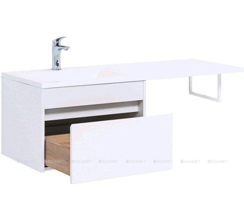 Тумба с раковиной Aquanet Токио 120 L подвесная 1 ящик белый глянец 00239212