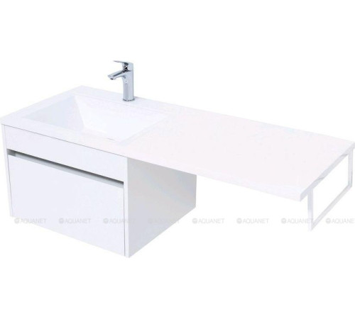 Тумба с раковиной Aquanet Токио 120 L подвесная 1 ящик белый глянец 00239212