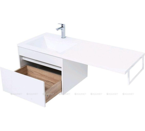 Тумба с раковиной Aquanet Токио 120 L подвесная 1 ящик белый глянец 00239212