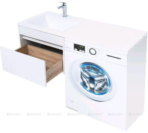 Тумба с раковиной Aquanet Токио 120 L подвесная 1 ящик белый глянец 00239212