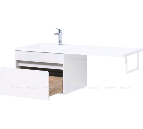 Тумба с раковиной Aquanet Токио 120 L подвесная 1 ящик белый глянец 00239212