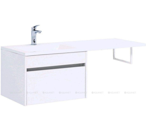 Тумба с раковиной Aquanet Токио 120 L подвесная 1 ящик белый глянец 00239212
