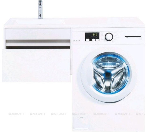 Тумба с раковиной Aquanet Токио 120 L подвесная 1 ящик белый глянец 00239212