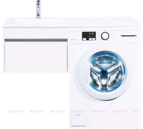 Тумба с раковиной Aquanet Токио 120 L подвесная 1 ящик белый глянец 00239212