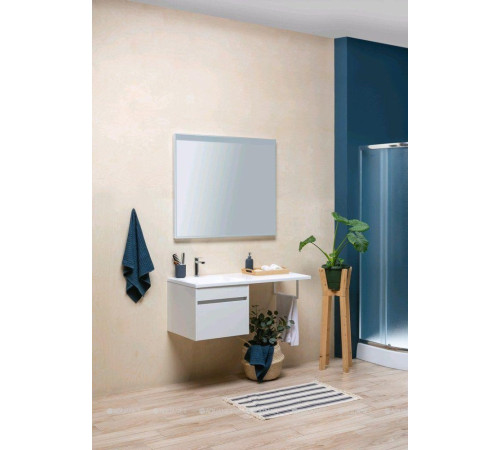 Тумба с раковиной Aquanet Токио 120 L подвесная 1 ящик белый глянец 00239212