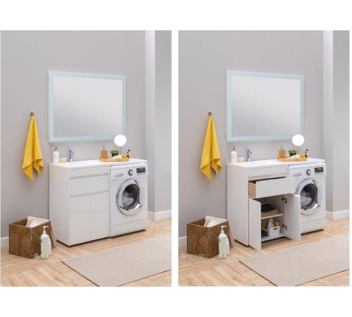 Тумба с раковиной Aquanet Токио 130 L напольная белый глянец 00239215