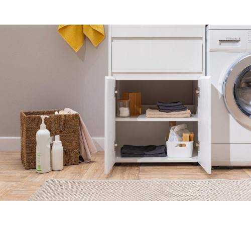 Тумба с раковиной Aquanet Токио 130 L напольная белый глянец 00239215