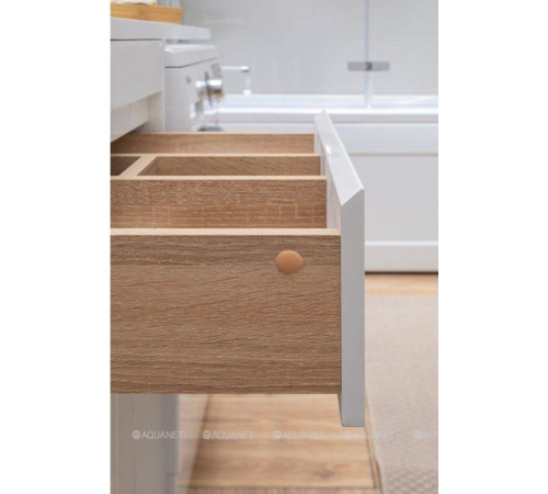 Тумба с раковиной Aquanet Токио 130 L напольная белый глянец 00239215