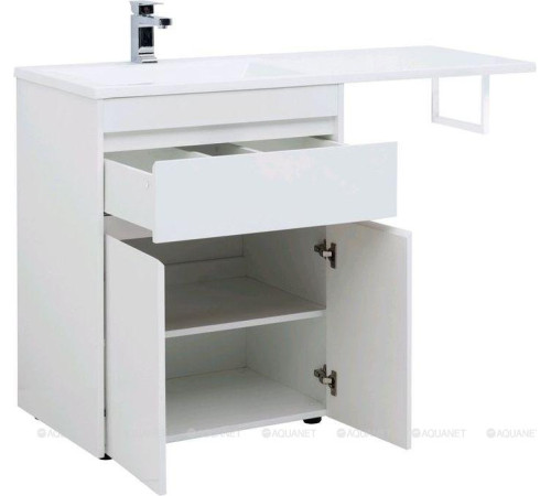 Тумба с раковиной Aquanet Токио 130 L напольная белый глянец 00239215
