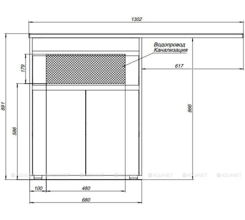 Тумба с раковиной Aquanet Токио 130 L напольная белый глянец 00239215