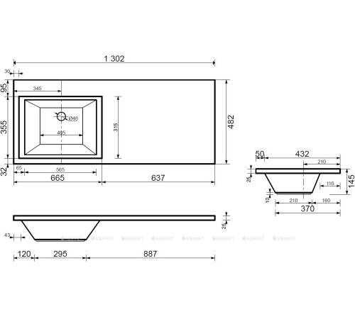 Тумба с раковиной Aquanet Токио 130 L напольная белый глянец 00239215