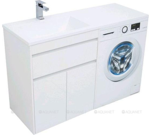 Тумба с раковиной Aquanet Токио 130 L напольная белый глянец 00239215