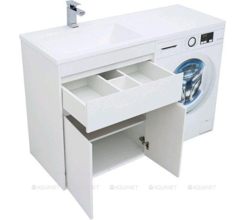 Тумба с раковиной Aquanet Токио 130 L напольная белый глянец 00239215