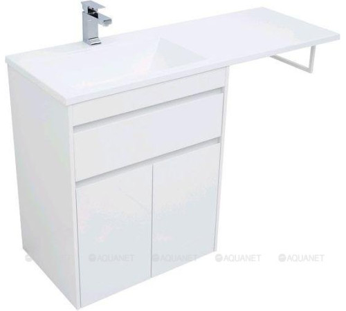 Тумба с раковиной Aquanet Токио 130 L напольная белый глянец 00239215