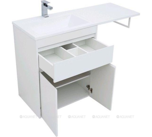 Тумба с раковиной Aquanet Токио 130 L напольная белый глянец 00239215