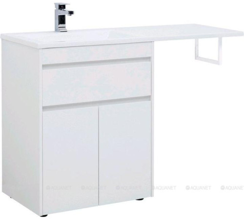 Тумба с раковиной Aquanet Токио 130 L напольная белый глянец 00239215