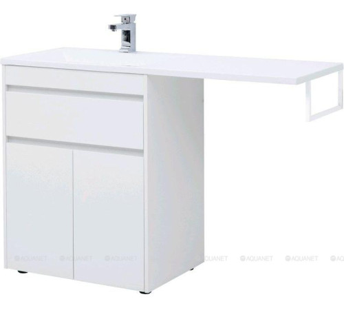 Тумба с раковиной Aquanet Токио 130 L напольная белый глянец 00239215